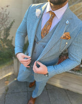 Aqua blauw pak heren